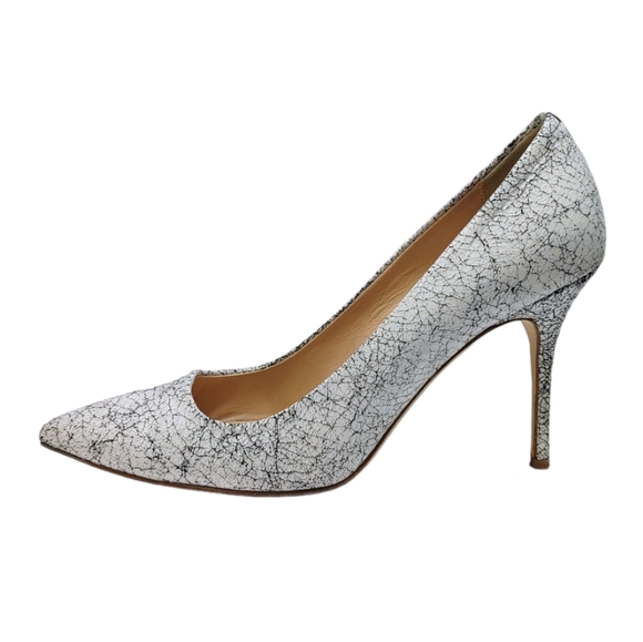 J. Crew Shoes - J. Crew White Crackle Leather Classic Pointed Pump Heels Women's Size 8